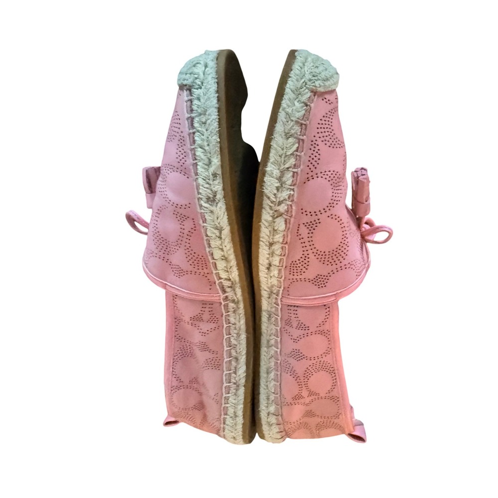 Coach Pink Perforated Leather Signature C Espadrille‎ Flats with Tassels - Picture 4 of 6